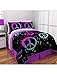 Latitude Modern Peace Sign Comforter Set, Queen, Black