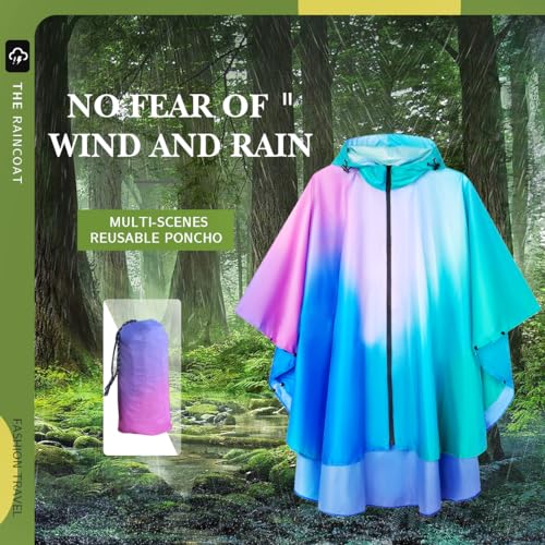 Waterproof Hooded Lightweight Rain Poncho for Adults Women Men with Pockets Unisex Fashion Zipper Jacket Coat2
