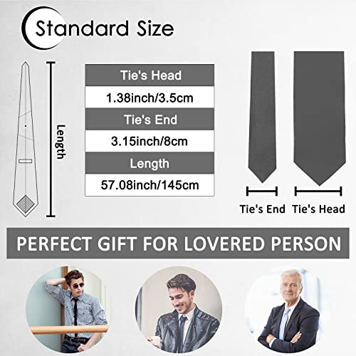 Image of Luckyvestir Mens Tie Solid Satin Neck Ties 3.15'' Formal Necktie for Wedding Business Christmas Father's Valentine's Day Gift