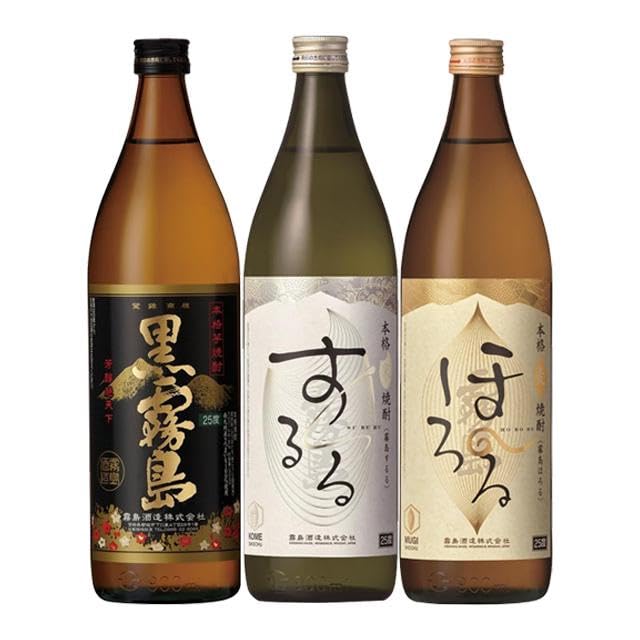 Amazon.co.jp: 黒霧島(芋)・ほろる(麦)・するる(米) 25度 900ml Amazon.co.jp: 黒霧島(芋)・ほろる(麦)・するる(米) 25度 900ml
