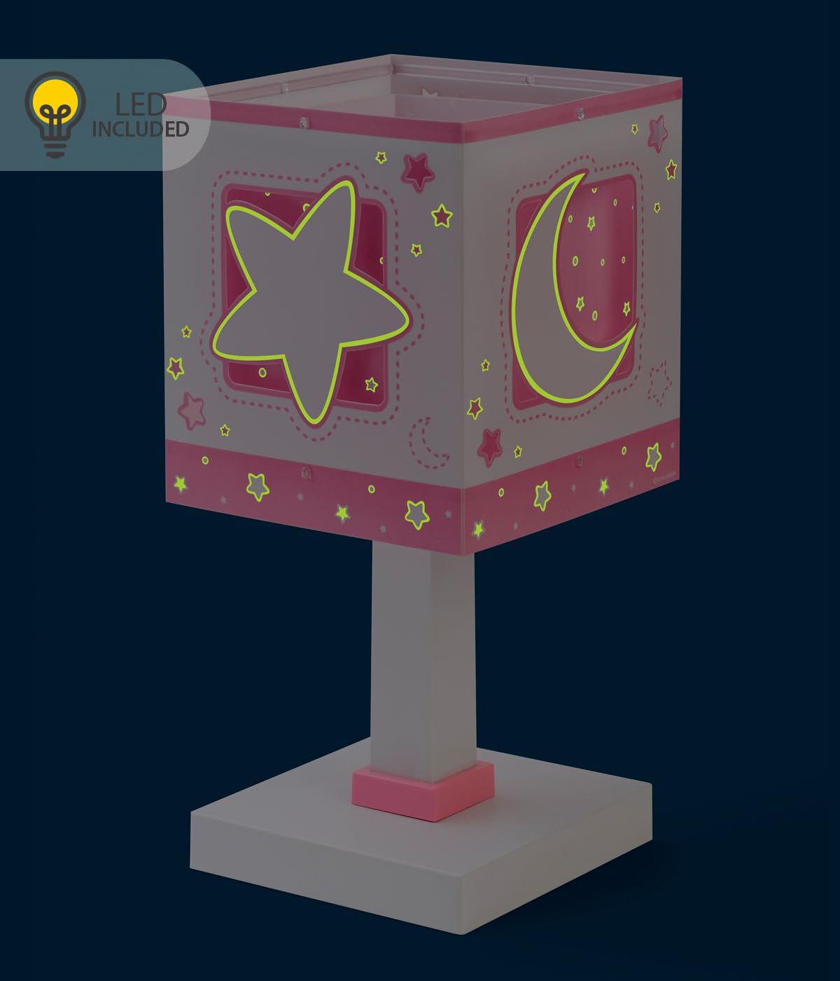 Dalber Kinder Tischlampe Moonlight Rosa Mond Sterne 63231NS G4 LED | Nachtlicht; 4W LED; Glühbirne enthalten