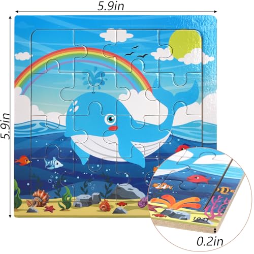 DEAYOU 24 set de puzzles para niños de 3 a 5 años, 16 piezas de animales de madera, rompecabezas educativo preescolar para niños y niñas miniatura 2
