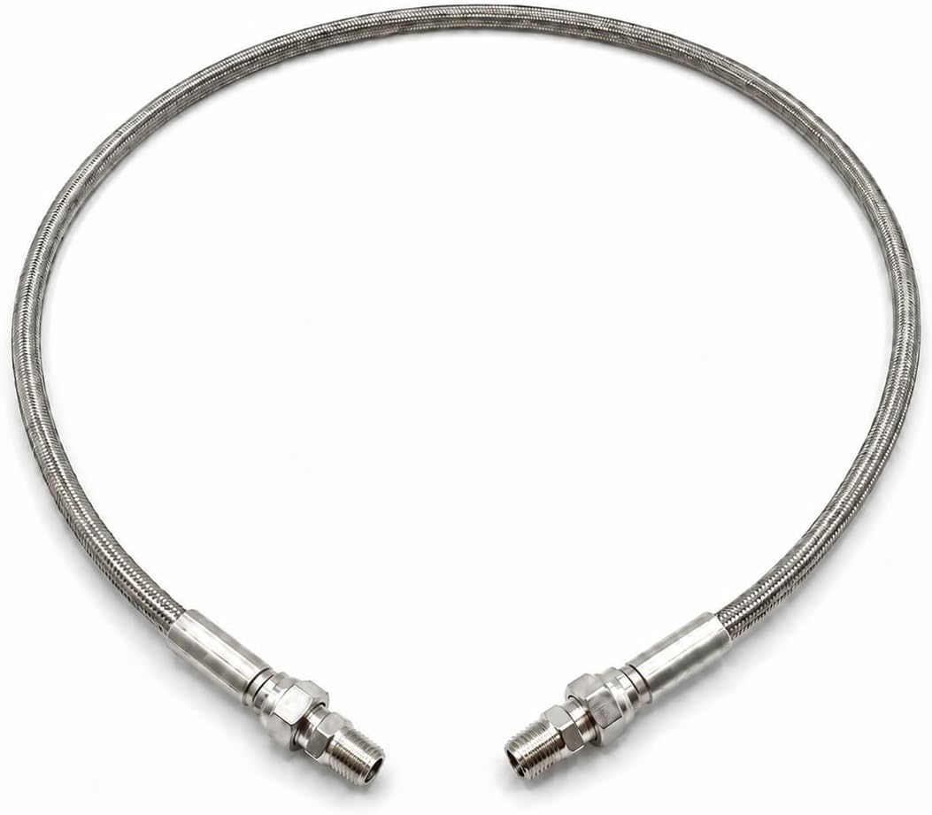 40 in PTFE Stainless Steel Hose, JIC-4 or 1/4 in NPT