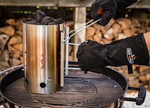 Grillfürst Anzündkamin aus Edelstahl mit Sicherheitsgriff - 30,5 x 19cm - Grillkohleanzünder- Grillkamin 5
