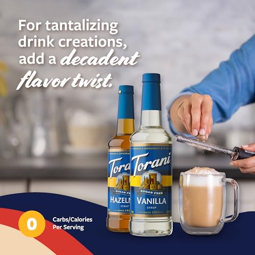 Image of Torani Sugar Free Hazelnut Syrup and Sugar Free Vanilla Syrup Variety 2-Pack, Coffee Syrups for Drinks, Pumps Included, 25.4 Fl Oz Ea