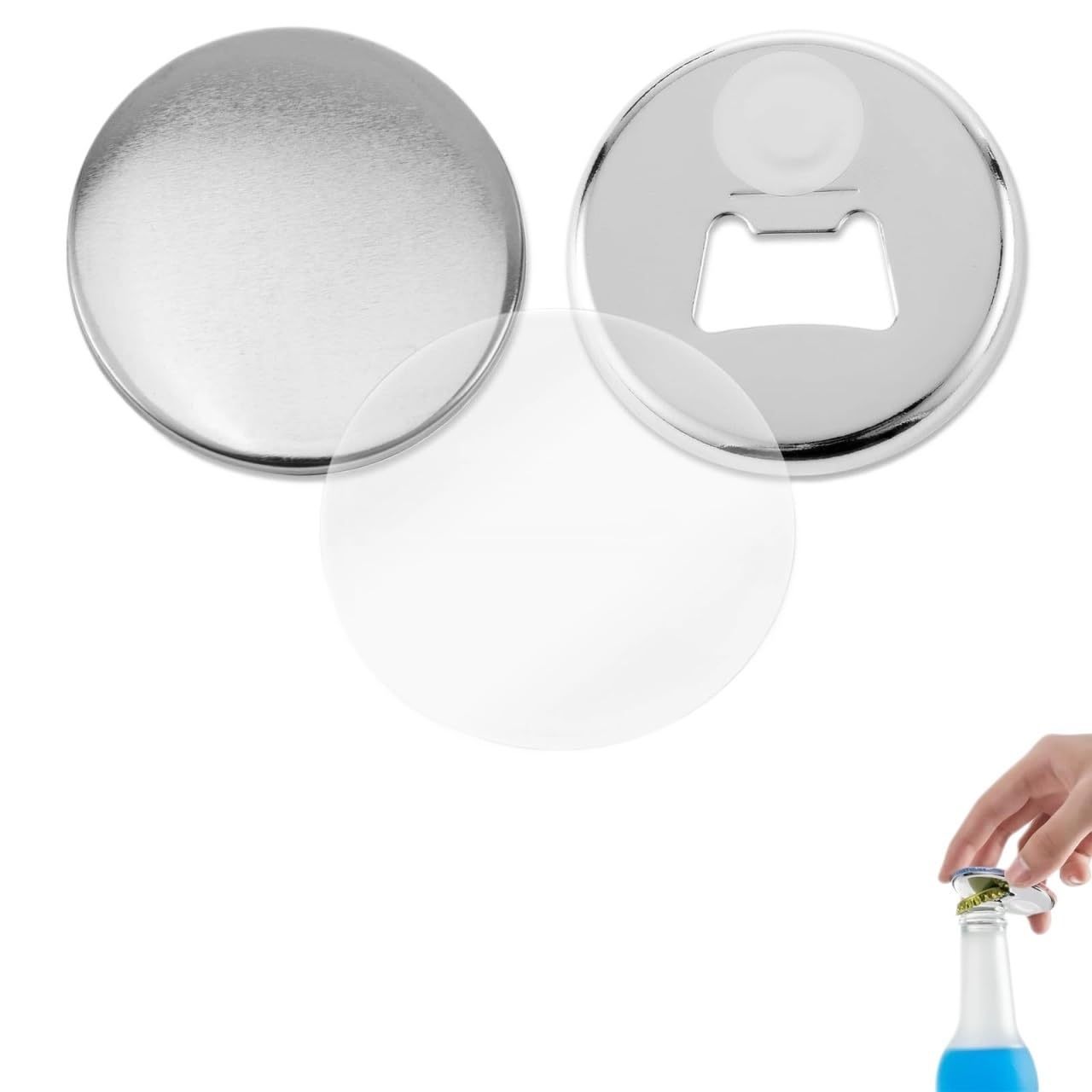 100 szt. 58mm metalowe części guzikowe dostarcza magnes na lodówkę otwieracz do butelek