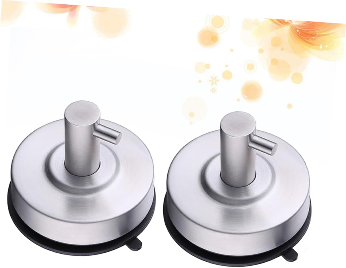 POPETPOP 2pcs Stainless Steel Suction Hooks Vacuum Suction Cup Hooks for Bathrooms