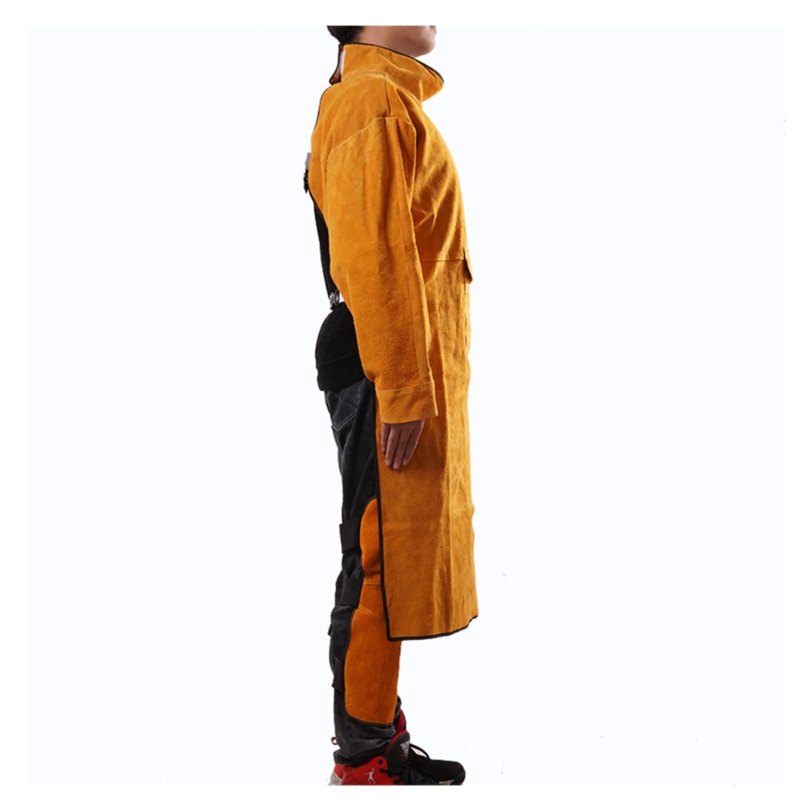 Équipement de Soudage Tablier de soudage en cuir avec manche, veste de soudage robuste, manteau de soudure résistant à la flamme de chaleur for hommes femmes