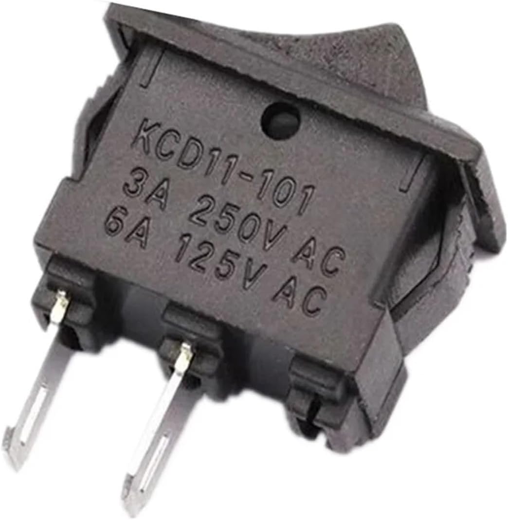 Power switch, Rocker Switch, KCD1 Snap-In Boat SPST 2Pin 3A 250V 10x15mm Black Pack Of 100