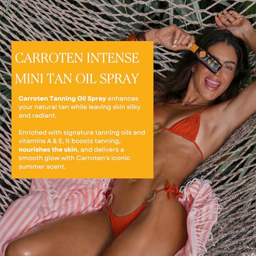 Image of Carroten Intensive Tanning Oil Spray | Travel Size Browning Tan Accelerator | Carrot & Coconut Oils with Vitamin A & E for Silky Hydration | Water Resistant | TSA Approved | Made in Greece | 2.3 oz
