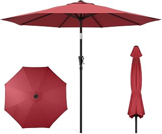 HOMSHADE 9FT Outdoor Patio Umbrella, Table Pool Umbrella, Red, No base