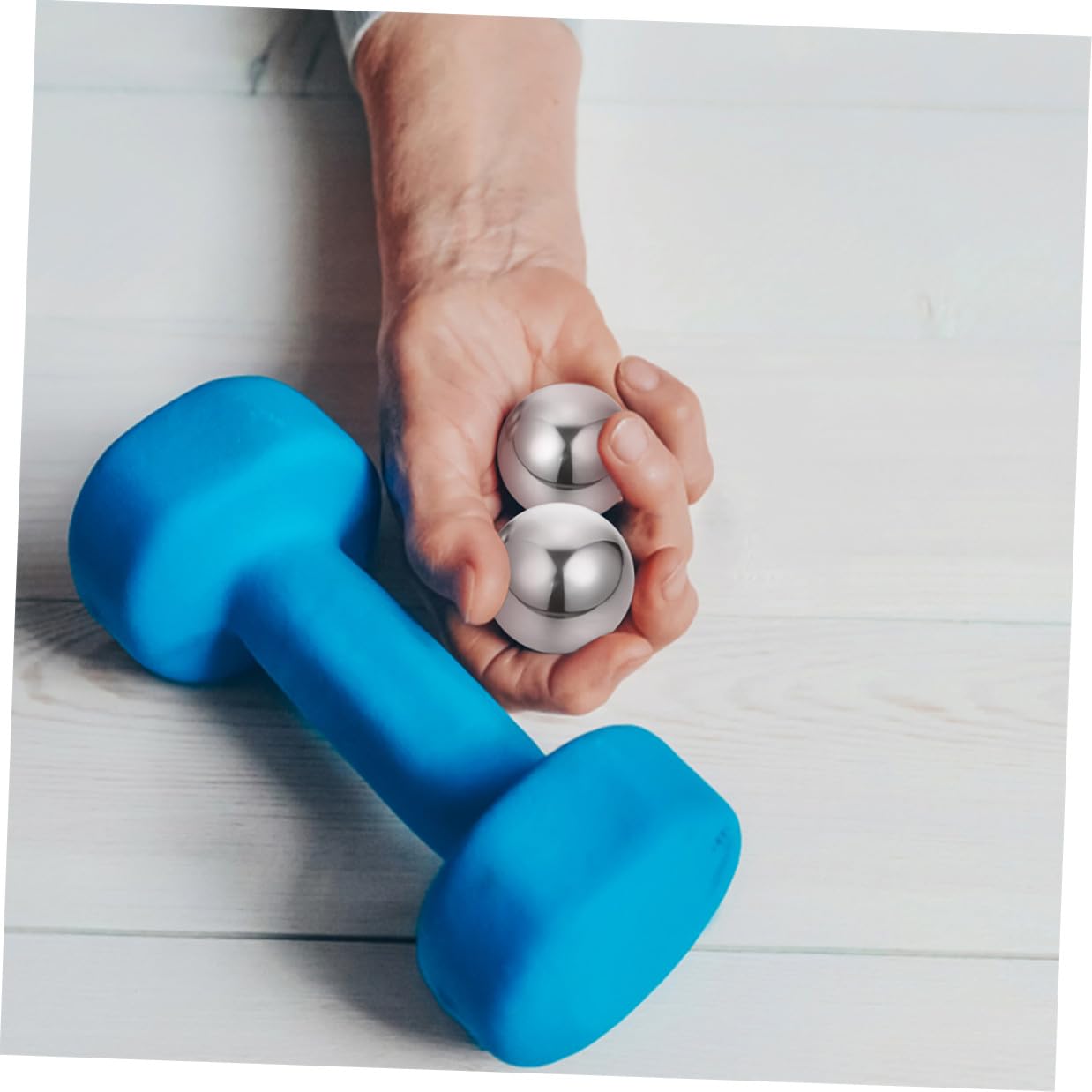 Bolas de Masaje de Acero Inoxidable Diseño Portátil 2 Pares para Relajación Muscular y Ejercicio de Brazos para Uso en Momentos de Descanso