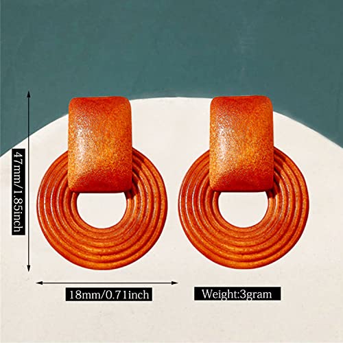 Handmade Bohemian Lightweight Wooden Circle Round Dangle Drop Earrings Vintage Boho Brown Nature Wood Geometry Hoop Stud Earring for Women Statement Jewelry Gifts2