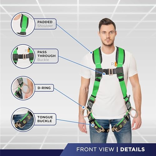 Image of Palmer Safety Full Body Harness with 5 Point Adjustment, Dorsal D-ring, Grommet Legs, Two Side D Rings, and Fall Indicators