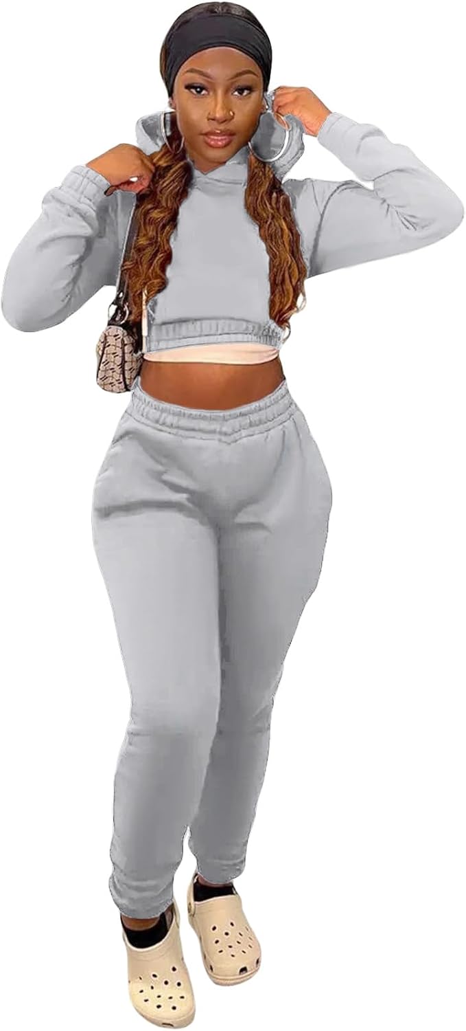 Akmipoem Jogging Suits for Women 2 Piece Sweatsuits Tracksuits Outfits Casual Long Sleeve Crop Hoodie Jogger Pants Sets - Image 4