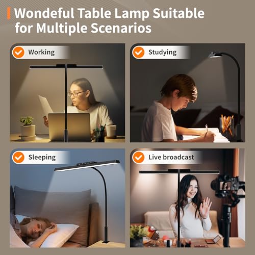 Image of Desk Lamp with Clamp,Eye-Caring Adjustable Brightnes Desk Light for Office
