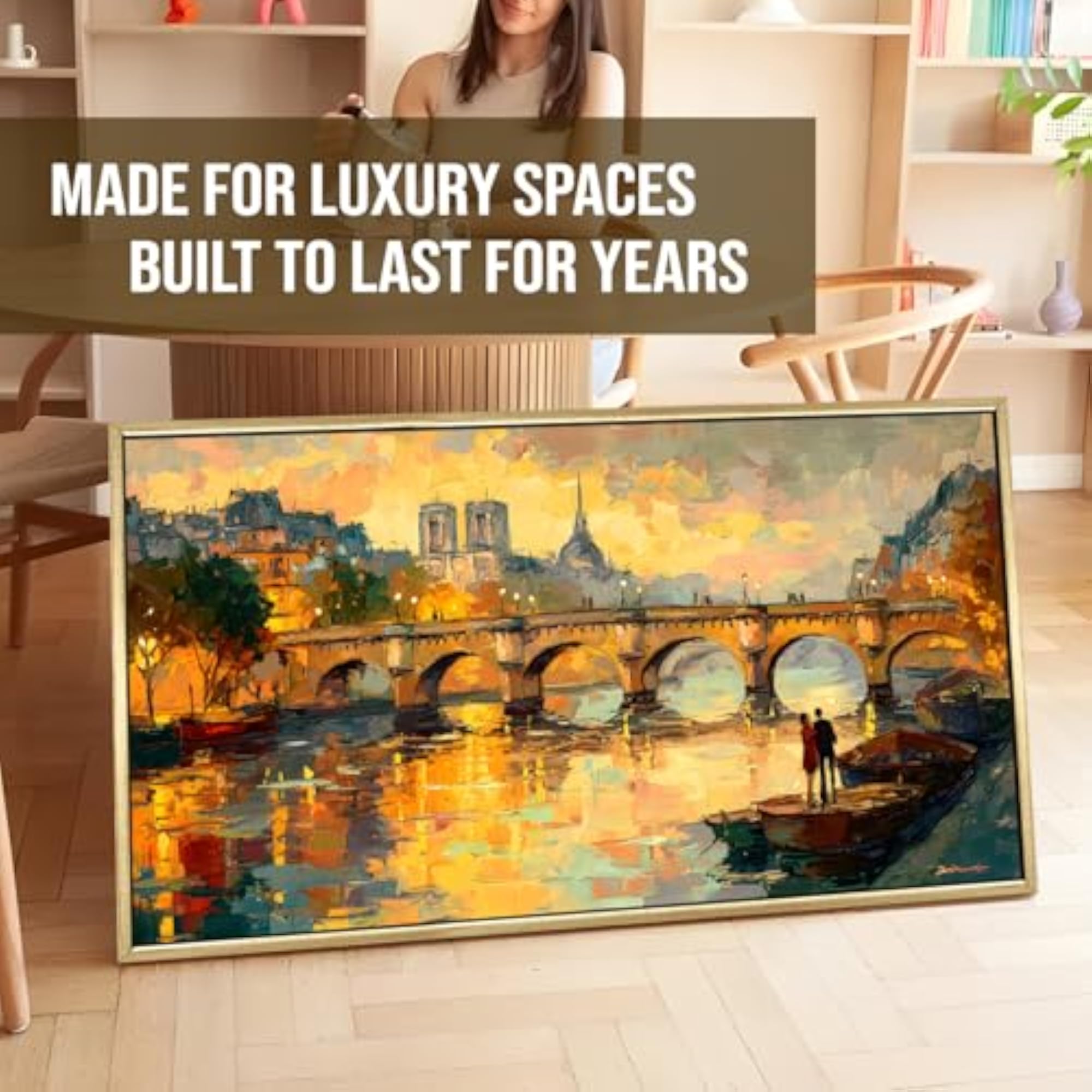 Romantic Paris HD Canvas Wall Art Painting, Framed