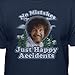 Bob Ross Graphic T-Shirt for Men and Women - No Mistakes, Just Happy Accidents - Short Sleeve (Large, Blue)