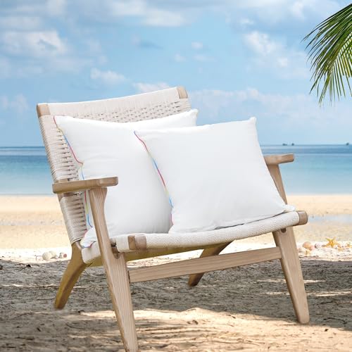 LEBO Waterproof Outdoor Throw Pillows - Down Alternative, White, Pack of 2
