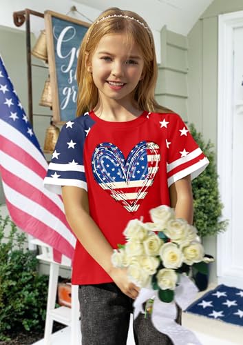 Image of Ithalt Boys Girls USA Shirts Kids 4th of July Shirts American Flag Tshirt Patriotic Top Independence Day Outfit 5-13y