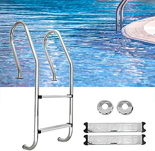 Escalera para piscina con 2 peldaños de acero inoxidable miniatura 1