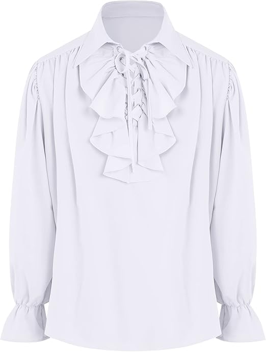 Bbalizko Mens Pirate Shirt Ruffle Victorian Renaissance Steampunk Vampire Poet Shirts Gothic Medieval Costume
