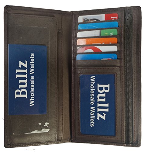 Bullz Genuine Leather Checkbook Cover Wallet Organizer with Credit Card Holder2