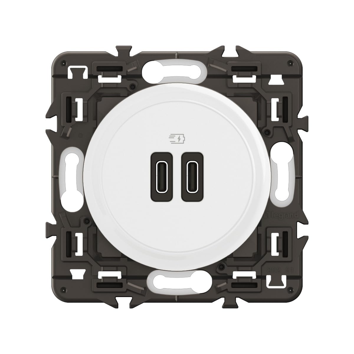 LEGRAND - Prise USB-C Double Céliane - 2 Ports USB-C 3A/20W - Recharge Tous Types d'Equipements Electroniques - Prêt à Installer - Blanc