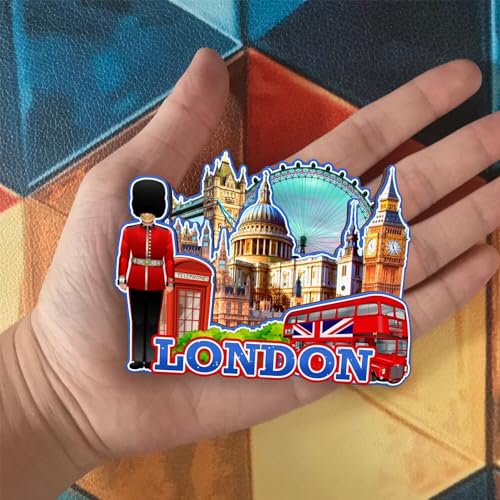 Imán decorativo Refrigerator London UK redondo 3-4 pulgadas miniatura 4