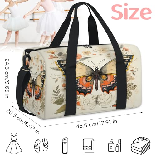 Flower Butterfly Travel Duffel Bag for Women and Men, Sport Tote Gym Bag Carry on Weekender Overnight Bags2