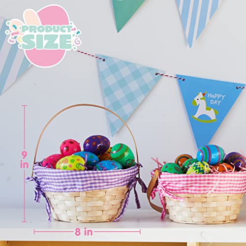image for JOYIN 4 Pcs Easter Bamboo Baskets Gift Woven Baskets with Handles and 