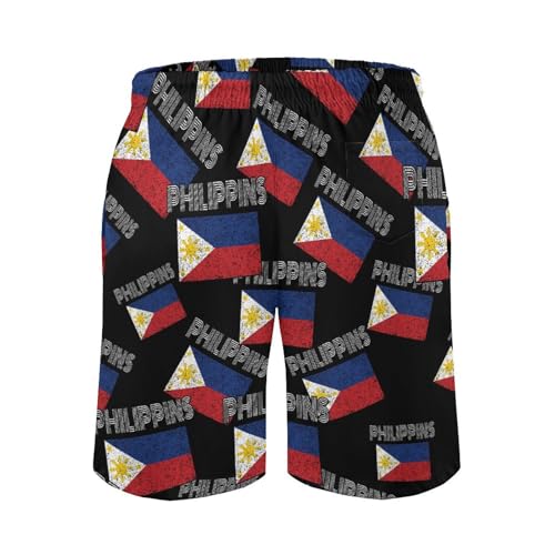 Philippines Vintage Flag Men's Board Shorts with Mesh Liner Quick Dry Swim Trunks Casual Beach Short Pants3