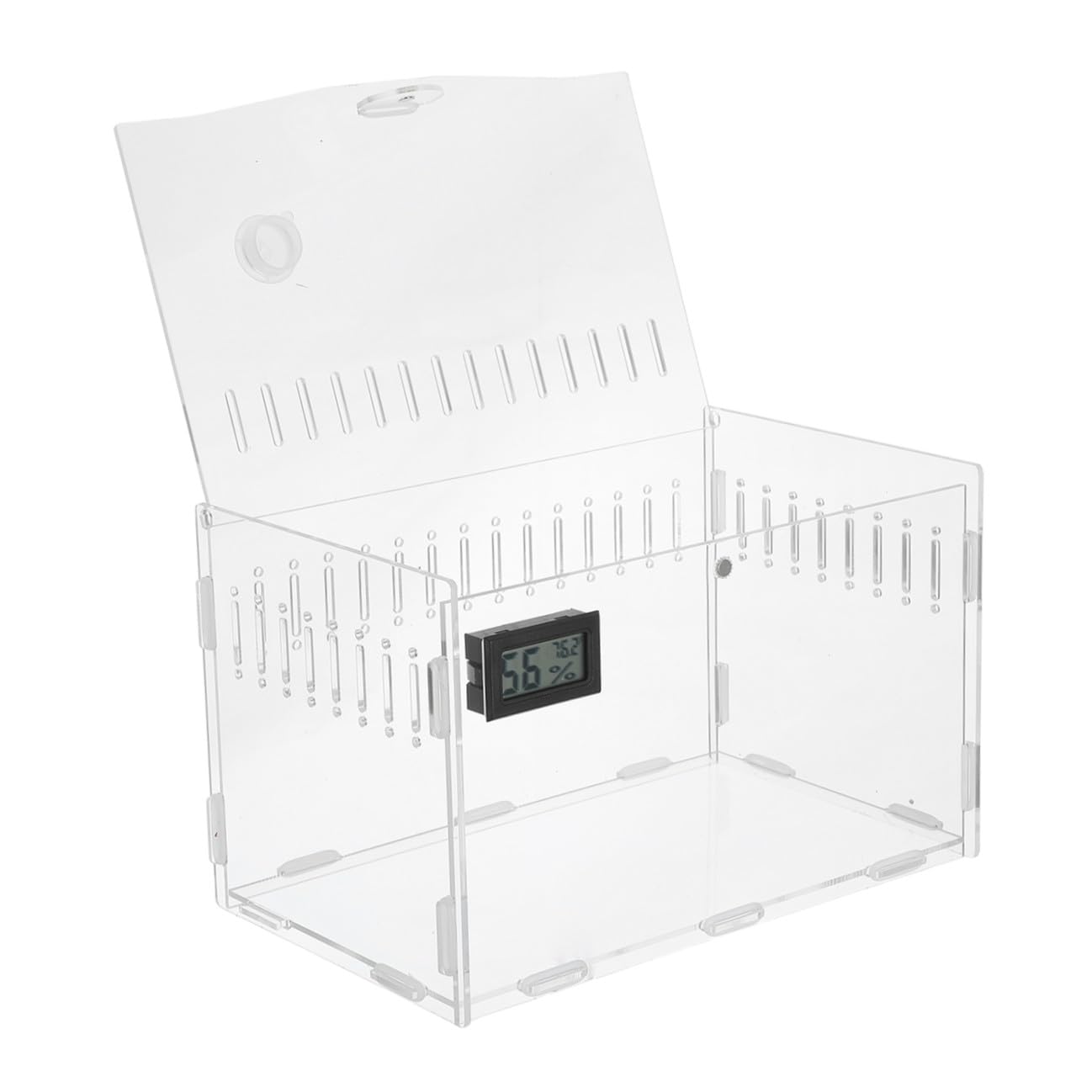 Terrario con Ventilazione in Acrilico Trasparente per Rettili 360° e Termometro per Monitoraggio umidità in per Allevatori di Domestici