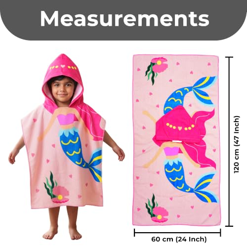 Image of Kids Poncho Towel 300 GSM 120x60 CM, Coral Pink
