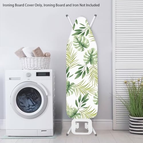 Image of Hawaii Leaf Printed Ironing Board Cover 15X54 inch - Stain-Resistant, Standard Size Iron Board Cover with Hook and Loop Elastic Edge Easy to Install, Heatproof