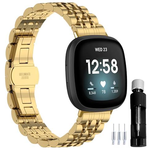 Correa metálica de acero inoxidable para Fitbit Versa miniatura 1