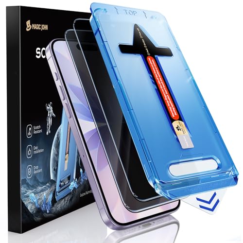 MAGIC JOHN 2 Pack for iPhone 17 6.3 inch Privacy Glass Screen Protector Auto Dust-Elimination Bubble Free Easy Installation