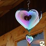 Phuryllic Wind Spinners Outdoor, Valentine Garden Decor, Bird Deterrents for Outside, 3D Metal Yard Decorations for Patio & Backyard, Unique Gardening Gifts for Women & Moms - 2pcs Purple Heart