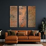 Echte Kupfer Wandkunst – 3-teiliges Metallbild Set – Patina „Mystic Copper Nebula“ – handgefertigt – modern & rustikal – für Wohnzimmer, Hotel oder Loft (120 x 120 cm)