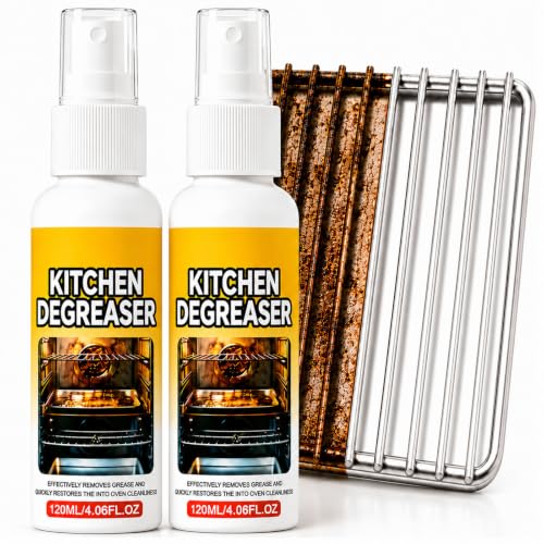 Qiieoev 2026 New Greasekiller Spray Grill Cleaner 4.05OZ Kitchen Degreaser Spray for BBQ Grates Ovens Stovetops Range Hoods Stainless Steel Heavy-Duty Grease Remover (2 PCS 4.06 OZ)