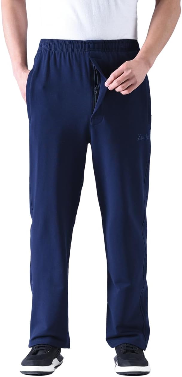 Zoulee Men's Casual Cotton Jogger Sweatpants Zipper Front Pants - Image 4