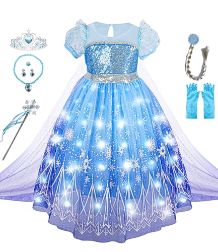 Disfraz niña princesa de nieve azul con accesorios miniatura 1