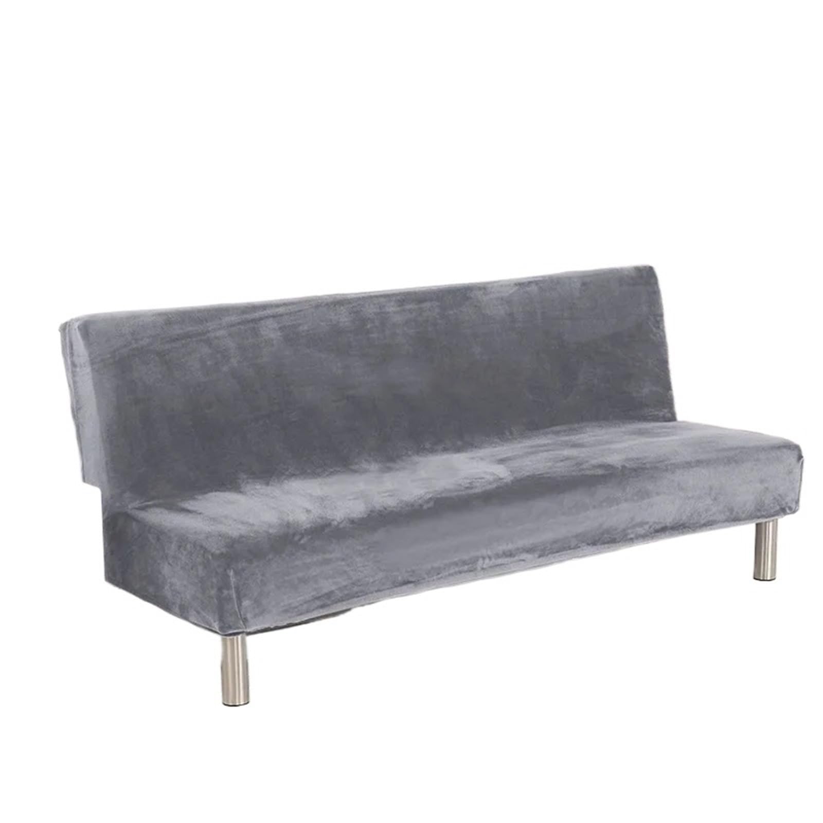 GCYEIDMA Armless Sofa Slipcover Plush Armless Sofa Bed Cover Folding Seat Slipcover Elastic Couch Protector Washable Removable Slipcovers(Grey,L 185-210cm)