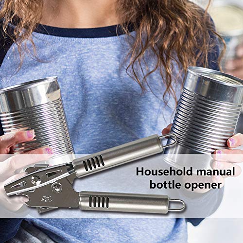 Abridor de latas de aço inoxidável limpo manual com corte lateral para abridor de garrafas