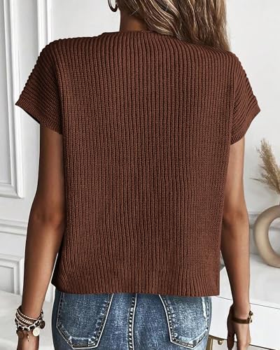 Image of KIRUNDO Summer Fall Short Sleeve Sweater for Women 2026 Casual Sweater Vest Cotton Knit Pullover Tank Tops Fashion Clothing