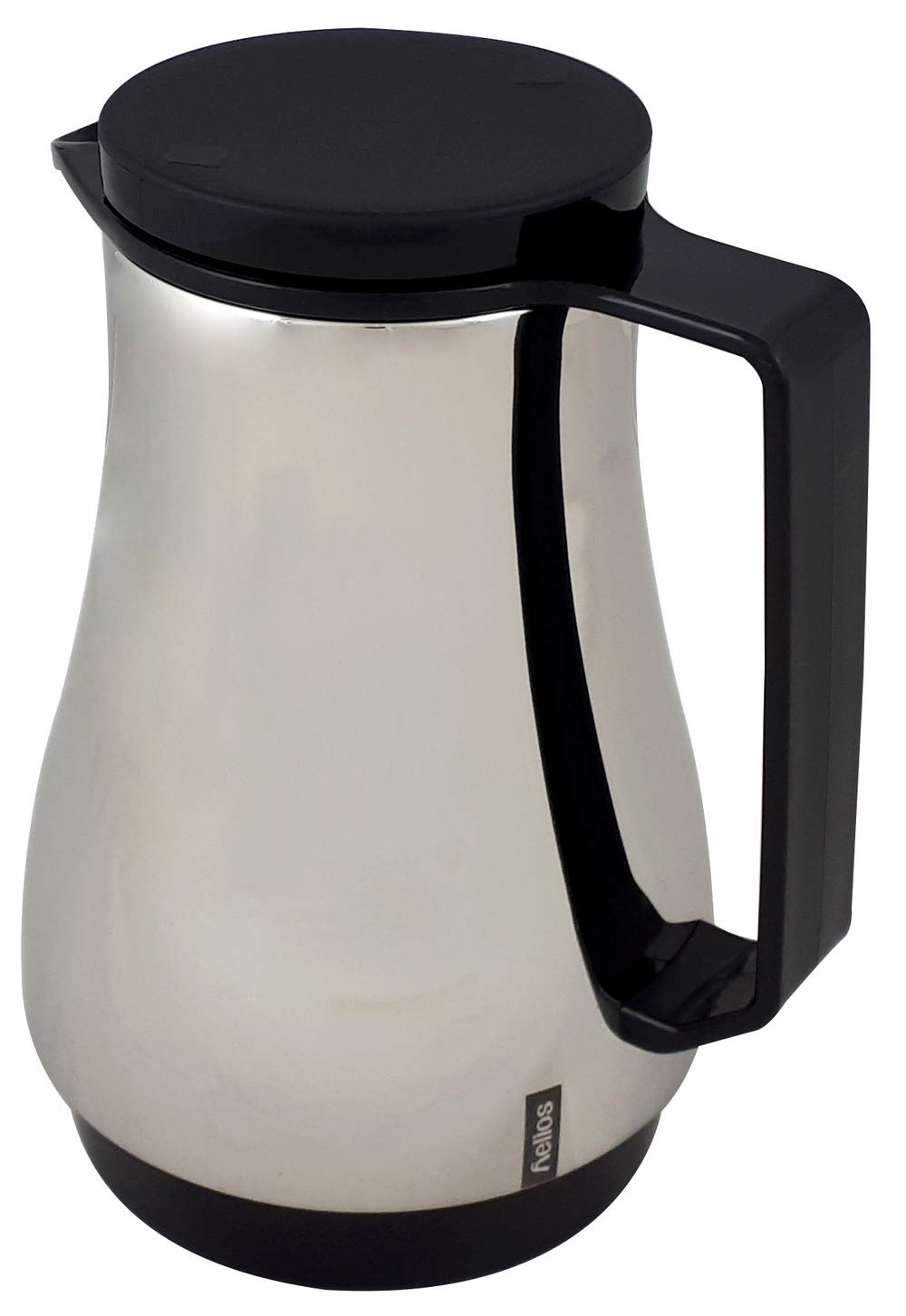 Helios Isolierkanne Champion Schwarz 0,6L – 6h Heiß - Hält Getränke heiß & kalt – Elegantes Design mit verchromtem Stahl - Einfache Reinigung
