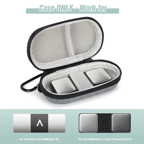 Image of Light-Grey Small Carrying Case for Wired Earbuds, Kardiamobile EKG Monitor 6L / 1L, Earphones, Cable - Mini Cute Case Zipper Pouch for Wireless Earbuds, Galaxy Buds, Jlab Ear Buds, Earpods, Airpods