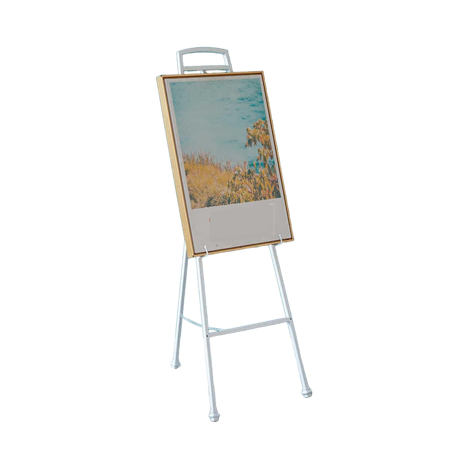 CWCQGH Adjustable Metal Easel Stand Welcome Wedding Sign Holder Display for Drawings & Art Exhibitions Height-Adjustable Art Easel for Home & Events (White)