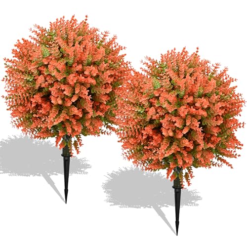28' Artificial Boxwood Topiary Tree, UV Resistant Fall-Themed Faux Topiary for Outdoors & Indoors...