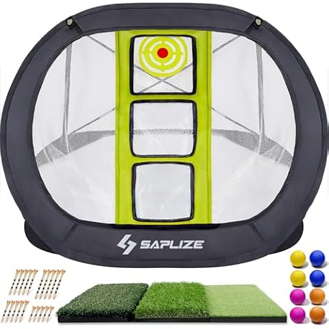 SAPLIZE Golf Chipping Net with Hitting Mat Cover